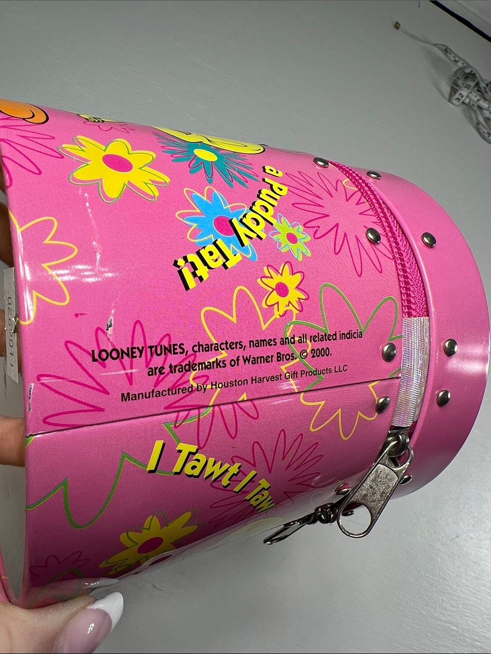 Tweety bird pink 2000 vintage tin bucket purse with zipper - Picture 3 of 11